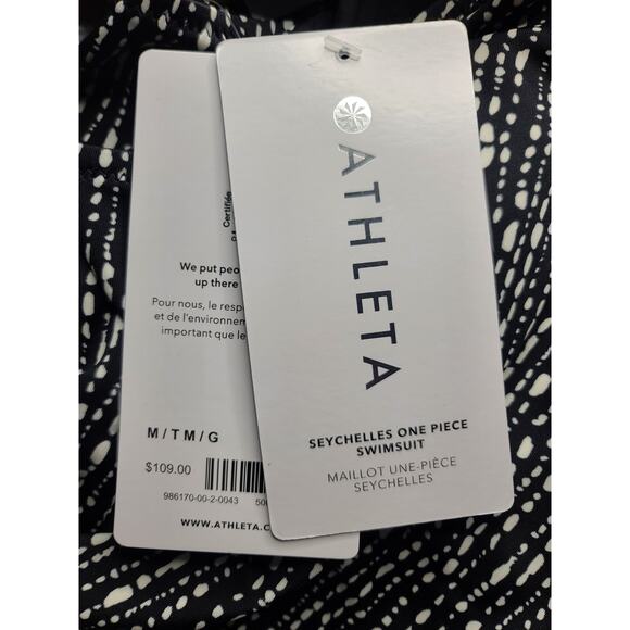 NWT Athleta Seychelles one piece swimsuit - MEDIUM TALL - rice pearls black - MT - Picture 4 of 4